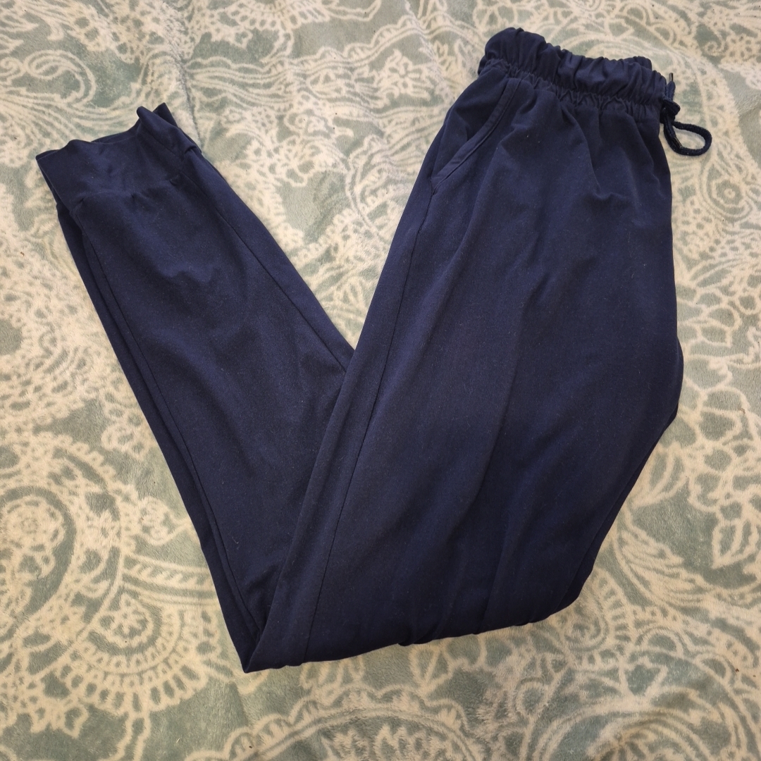 Women's Navy Track Pants With Elastic Waist
